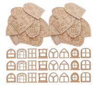Genérico 64piezas Puertas de Madera Miniatura para Pintar Adorno DIY para Casas de Hadas y Jardines Accesorios de Puertas y Ventanas Madera sin Pintar para Manualidades Infantiles