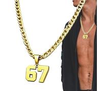Genérico 67 Number Necklace, Stainless Steel Standard Size 67 Pendant Chain Sports Jersey Number Jewelry Accessory For Woman Man