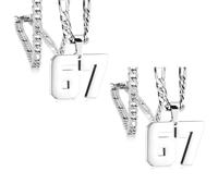 Genérico 67 Number Pendant Necklace, Six Seven Number Chain Necklaces for Men and Women, Funny Six Seven Numbers Chain Necklaces, Pendants Gifts for Women Man (2Silver)