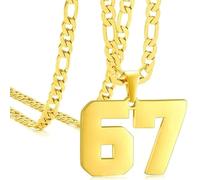 Genérico 67 Number Pendant Necklace, Six Seven Number Chain Necklaces for Men and Women, Funny Six Seven Numbers Chain Necklaces, Pendants Gifts for Women Man (Gold)