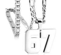 Genérico 67 Number Pendant Necklace, Six Seven Number Chain Necklaces for Men and Women, Funny Six Seven Numbers Chain Necklaces, Pendants Gifts for Women Man (Silver)