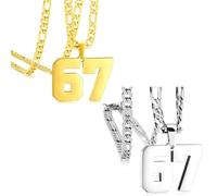 Genérico 67 Number Pendant Necklace, Six Seven Number Chain Necklaces for Men and Women, Funny Six Seven Numbers Chain Necklaces, Pendants Gifts for Women Man (Silver+Gold)