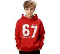 Genérico 67 Six Seven 6-7 - Sudadera Niño 67 Meme Divertido Italiano Sudaderas con Capucha Sudadera con Capucha Estampada para Niño 67 Multicolor de Invierno