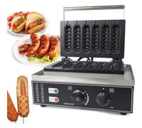 Genérico 6PCS Electric Hot Dog Waffle Maker Machine 1500W Crispy Corn Dog Maker con Non Stick Coating Adjustable Temper para la Limpieza fácil aperitos de Cocina casera