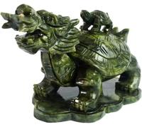 Genérico 7" Chinese Feng Shui Big Green Jade Dragon Turtle Wealth Statue Sculptur