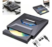 Genérico 7-en-1 Unidad Externa de BLU-Ray USB 3.0 y Tipo-C - Grabadora Portátil BD/DVD/CD con 3 Puertos USB Hub y Lector de Tarjetas S D/T F - Unidad Óptica BLU-Ray 6X para Laptop y Escritorio