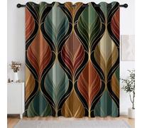Genérico 75 x 166 cm, juego de 2 cortinas 100% opacas con aislamiento térmico de arte geometría plantas hojas de tela suave e irrompible, doble cortina con ojales para dormitorio, sala de estar