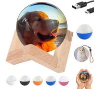 Genérico 7cm 3D Crystal Memory Orb Ball - Personalized Video & Photo Uploadable Sphere Lamp, USB Rechargeable LED Glass Memory Sphere, Custom Gift for Anniversary/Birthday/Wedding (Blue)