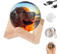 Genérico 7cm 3D Crystal Memory Orb Ball - Personalized Video & Photo Uploadable Sphere Lamp, USB Rechargeable LED Glass Memory Sphere, Custom Gift for Anniversary/Birthday/Wedding (White)