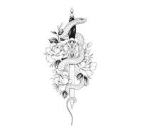 Genérico 8 Hojas de Tatuajes temporales de Flores for Brazo, Rosas, Calaveras, león, Oso, Serpiente, tótem 3D Falso for Mujer(QXQB201)