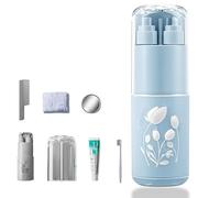 Genérico 8-In-1 Toiletry Set For Minimalist & Organized Travel, Portable Toothbrush Travel Case for Travel, School, Business Trip (Blue,8-in-1)