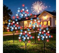 Genérico 8 Piece Solar American Flag Pathway Lights, US Solar Flag Lights with 8 Lighting Modes, Memorial Day Decorations with Red White and Blue Light for Garden Outdoor Yard