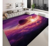 Genérico 80 x 150 cm Alfombra Salon Estilo Fantástico Espacio Saturno Alfombra Pelo Corto Antideslizante Interior, Fácil de Limpiar para Dormitorio Comedor Morado