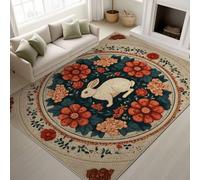 Genérico 80 x 150 cm Alfombra Vintage Victoriana Estampado Animal Floral Tapiss Conejos Círculos & Alfombra antideslizante Magia integrada para Salón Dormitorio Oficina
