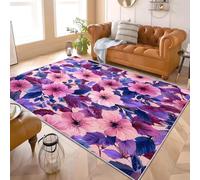 Genérico 80x150 cm Alfombras Antideslizante y Lavable a Máquina 3D RomáNtico Floral Alfombras Impresión Suave Esponjoso Modernas PúRpura para Dormitorio Habitación Infantil Oficina Sala de Estar