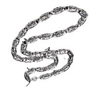 Genérico 8mm Collar Cadena Eslabones for Mujeres y Hombres, Collar Mantra Seis Sílabas Estilo Étnico Retro Collar de Cuentas de Oliva Cadena de Plata for Hombres Collar(60CM)