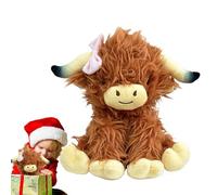 Genérico 9.4 Inch Realistic Highland Cow Plush Toy with Bow For | 24cm Soft Brown Stuffed Animal | Scottish Cattle Furry Cuddle Buddy | Valentine's Day Birthday Present Idea