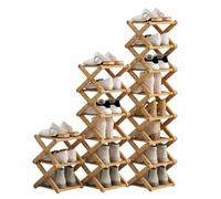 Genérico 9-Tier Foldable Bamboo Shoe Rack, No-Assembly Vertical Slim Shoe Organizer, Tall Narrow Space-Saving Shoe Shelf for Entryway, Closet & Dorm (Wood Color,4 Tiers)