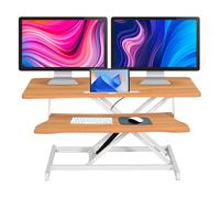 Genérico 94 x 40 CM Convertidor de Escritorio de pie,Escritorio elevable Altura Ajustable(15-48cm),Escritorios de pie con Bandeja para Teclado,para Dos monitores,soporta 16,78 kg,Color de la Madera
