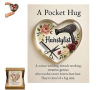 Genérico A Pocket Hug for HairStylists, Mini Hairdresser Tools Heart Pocket Hug Token, With Greeting Cards, For Hairstylist (Black)