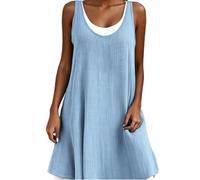 Genérico Abito da Donna Senza Maniche a Due pezzi, Gonna Midi a trapezio (Azul Claro,14XL)