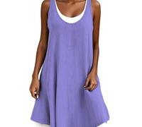 Genérico Abito da Donna Senza Maniche a Due pezzi, Gonna Midi a trapezio (Morado,14XL)