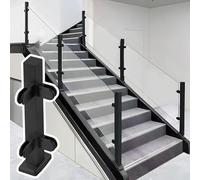 Genérico Abrazadera para Poste de barandilla de Vidrio Negro para escaleras y Patio, Sistema de balaustrada Ajustable de 60 a 120 cm, Poste de Soporte de Vidrio Cuadrado, Poste de Esquina de 70 cm (2