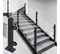 Genérico Abrazadera para Poste de barandilla de Vidrio Negro para escaleras y Patio - Soporte Ajustable de 60-120 cm para balaustrada de Vidrio Cuadrada, Poste de Alta Gama de 47,2", barandilla de se