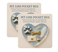 Genérico Abrazo de Bolsillo por la Pérdida de una Mascota: Un Pequeño Regalo con un Gran Corazón, Mini Recuerdo Azul en Forma de Corazón con Tarjeta, Regalo de Duelo para Amantes de los Perros (2pcs)