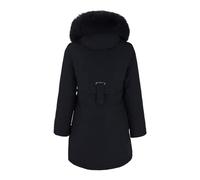 Genérico Abrigo Acolchado Con Cinturón Para Mujer - Chaqueta De Invierno Parka Al Libre Calle Diario Otoño Largo Capucha Pelo (Black, M)
