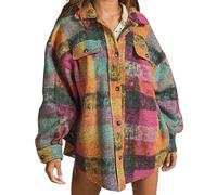 Genérico Abrigo Con Capucha De Pelo Gabardina Mujer Oficina Europa Y Los Unidos 2023 Otoño E Invierno Abrigo De Lana Con Solapa Un Solo Pecho A Cuadros Camisa Chaqueta Impermeable Hot Pink L