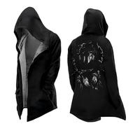 Genérico - Abrigo con capucha para moto, hombre, Viking medieval, nórdico, para otoño, primavera, invierno, disfraz de Halloween, abrigo para hombre, Le Noir, 3XL