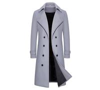 Generico Abrigo de hombre con solapa de ajuste normal para fiestas, bailes de fin de curso, largo y doble pecho cálido, chaqueta para el tiempo libre, abrigos Slim Fit Business Transición estilo