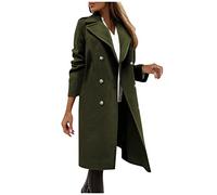 Genérico Abrigo Mujer Color Liso, Parka Mujer Invierno Moda, Abrigos Sin Capucha Botones Vintage - Chaquetas Cuello De Solapa Classic Termica Verde Militar M