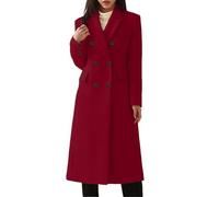 Genérico Abrigo Mujer Color Liso, Parka Mujer Invierno Sin Capucha, Abrigos con Bolsillo Cuello De Solapa Termica - Coat Botones Classic Calle Vino XXL