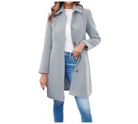 Genérico Abrigo Mujer Invierno Mezcla Lana, Americana Larga de un Botón con Solapa, Chaqueta Traje Casual de Corte Medio para Otoño, Trabajo y Uso Diario