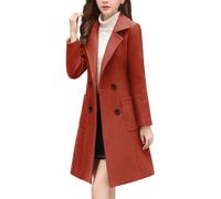 Genérico Abrigo Mujer Lana Mezcla Elegante, Chaqueta Doble Botonadura con Cuello Solapa, Americana Formal para Otoño Invierno, Oficina y Eventos