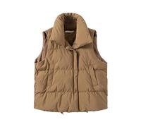 Genérico Abrigo Paño Mujer Chaqueta Termica Chaleco De Algodón Para Mujer Otoño E Invierno 2023 Cuello Nuevo Chaleco De Algodón Sin Mangas Abrigo Chaqueta Khaki L