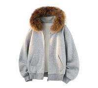 Genérico Abrigo para hombre, invierno, con capucha, forro polar, gran chaqueta, parka larga, sudadera, forro polar interior, para exteriores, multibolsillos, traje de senderismo, teatro nieve