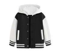 Genérico Abrigo Plumas Niño - Abrigo Deportivo Infantil con Capucha Estilo Béisbol Y Diseño En Bloques De Colores para Temporada Otoño Primavera