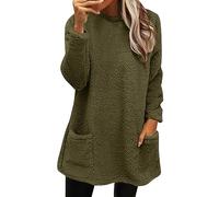 Generico Abrigo sudadera mujer con capucha cremallera abrigos piel chaqueta suave cálido sherpa cálida sudadera cálida cárdigan invierno suelto con bolsillo y cremallera chaquetas y abrigos, verde