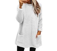 Generico Abrigo sudadera mujer con capucha cremallera abrigos piel chaqueta suave cálido sherpa cálida sudadera cálida cárdigan invierno suelto con bolsillo y cremallera chaquetas y abrigos, blanco, M