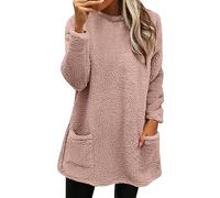 Generico Abrigo sudadera mujer con capucha cremallera abrigos piel chaqueta suave cálido sherpa cálida sudadera cálida cárdigan invierno suelto con bolsillo y cremallera chaquetas y abrigos, rosa