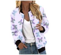 Genérico Abrigos De Invierno para Mujer - Chaqueta Tipo Cárdigan con Cremallera Y Estampado Completo Informal para Mujer Ropa De Abrigo Ligera De Manga Larga