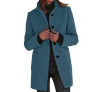 Genérico Abrigos De Invierno para Mujer Color Liso, Parka Mujer Invierno Cuello De Solapa, Abrigos con Bolsillo Sin Capucha Elegante - Parkas Botones Casual Classic Azul 4XL