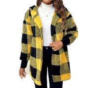 Genérico Abrigos De Invierno para Mujer Color Liso, Parka Mujer Invierno Moda, Abrigos con Capucha Cuello De Solapa Classic - Chaquetas Sin Bolsillo Exquisito Vintage Amarillo XXL
