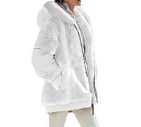 Genérico Abrigos De Invierno para Mujer Largo Deporte Polar Cortavientos Entretiempo Trabajo Ropa Mujer Elegante Tallas Grandes Pelo Sintetico Cazadora Nieve Casual 2#Blanco 4XL