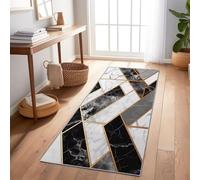 Genérico Abstracción Geometría Alfombra de Cocina Antideslizante Lavable y Absorbente Gris Mármol Alfombra de Pelo Corto para Entrada de Dormitorio lavandería y Pasillo 40 x 120 cm