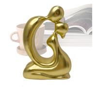 Genérico Abstract Couple Statue - 6.3in Resin Wedding Figurine for Romantic Home Decoration, Artistic Modern Sculpture Ornament for Bedroom, Living Room, or Table Centerpiece, Minimalist Design,