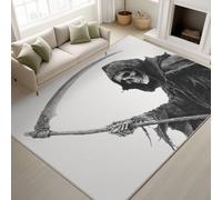 Genérico Abstracto Muerte Guadañas Bocetos Alfombras, Suave Tapete de Pelo Corto, Base Antideslizante de TPR, Negro Alfombra Antideslizante Dormitorio,Felpudo Entrada Casa - 90 x 150 cm